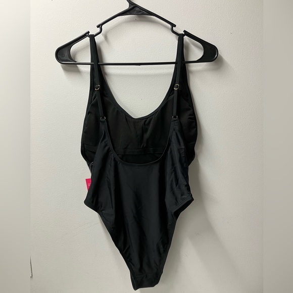 Xhilaration Scoop Back One Piece Swimsuit tank Black high cut  Size Large NEW - Picture 4 of 7